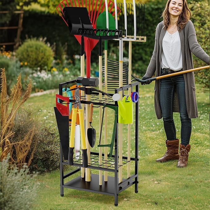 Garden Tool Organizer for Garage, Yard Tool Rack, Holds Up to 36 Long-Handled - Image 6