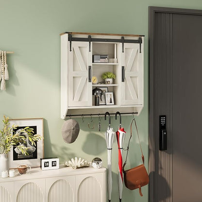 Trironsun Farmhouse Medicine Cabinet 2 Sliding Barn Doors 3 Tier Rustic Wood - Image 7