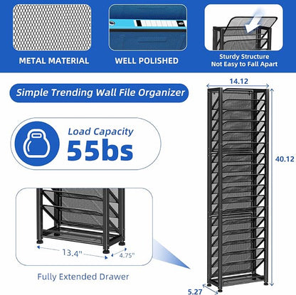 Simple Trending Wall File Organizer, 18-Tier Mesh Hanging Paper Document Folder - Image 4