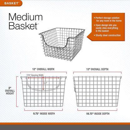 Spectrum Wire Scoop Basket Storage Bin Industrial Gray Nesting Metal Baskets - Image 9