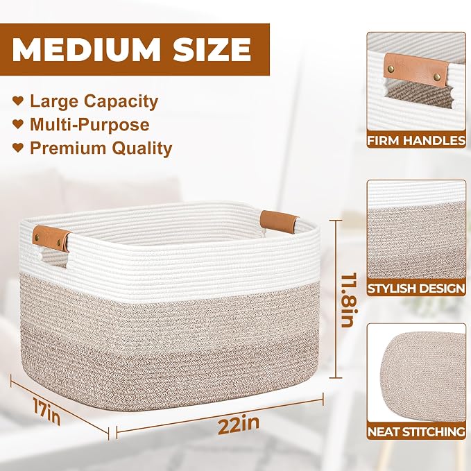 danpinera Blanket Basket, 72L Woven Storage basket - Image 2