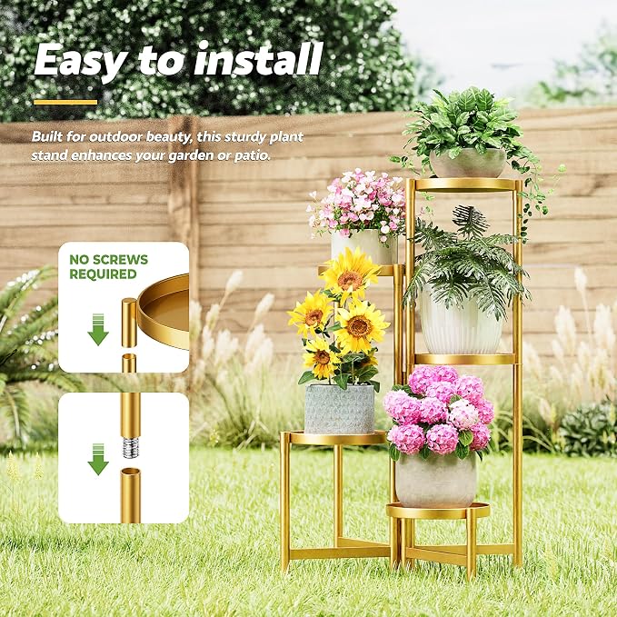 Gold Stand Plants, 5 Tiered Plant Stand Indoor - Image 6