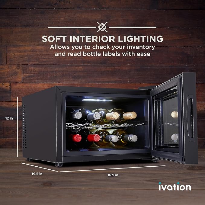 Ivation Premium 8 Bottle Horizontal Thermoelectric Wine Cooler/Chiller Counter - Image 2