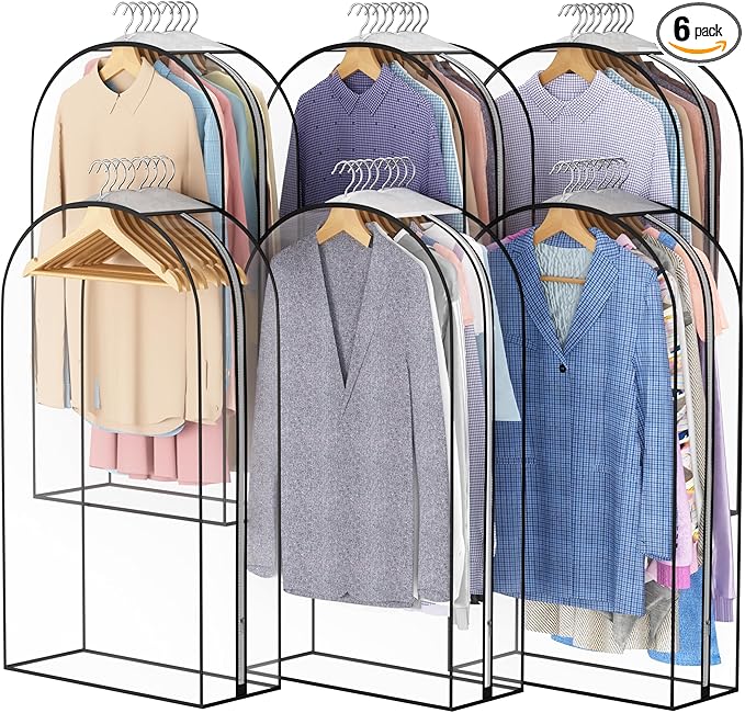 Liuoud Clear Garment Bags for Hanging Clothes10” Gusseted, Suit Bags for Closet by Liuoud