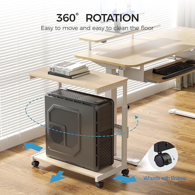 EUREKA ERGONOMIC PC Stand Computer Cart, Height Adjustable Tower Stand 2-Tier - Image 9