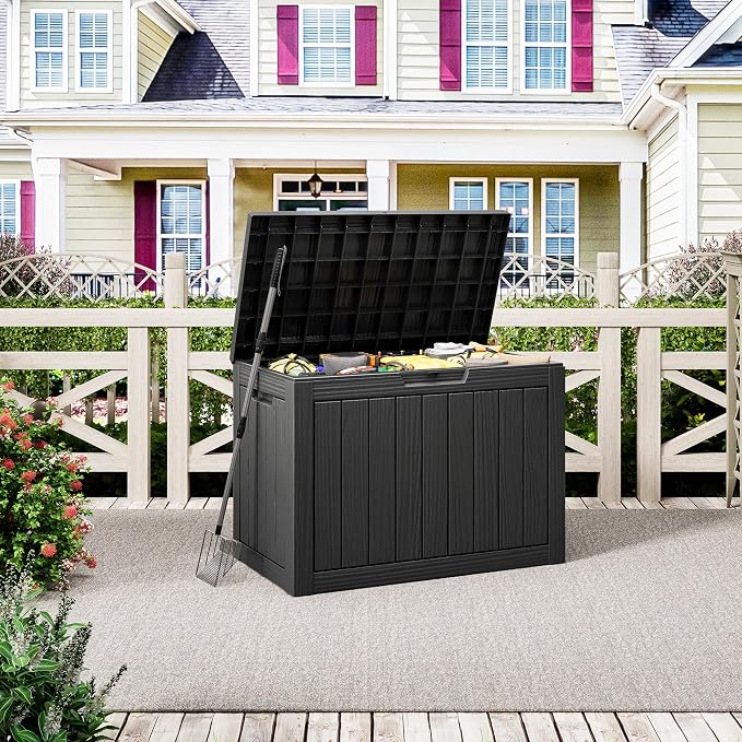 NUNU LAB Outdoor Storage Box, 45 Gallon Outside Deck Box Waterproof, Resin - Image 7