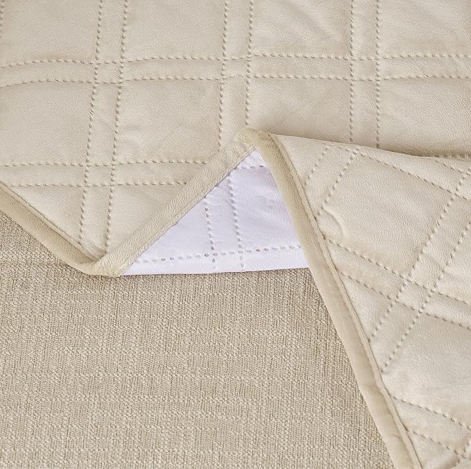Brilliant Sunshine Beige Velvet Couch Armrest 5 Pockets Organizer, Slip - Image 3