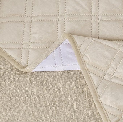 Brilliant Sunshine Beige Velvet Couch Armrest 5 Pockets Organizer, Slip - Image 3