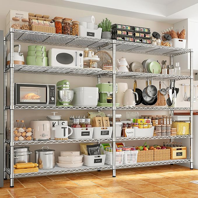 REIBII 70" W Wire Shelving Load 1500LBS, Metal Shelving 5-Tier Storage Shelves by REIBII
