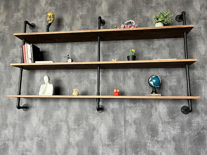 HDDFER Floating Shelves 70 inch Wall Bookshelf Industrial Pipe Shelving Shelves - Image 5