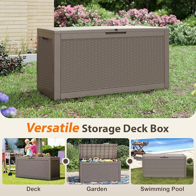 100 Gallon Outdoor Storage Box Waterproof, Resin Deck Box Doubles as 2-Person - Image 6