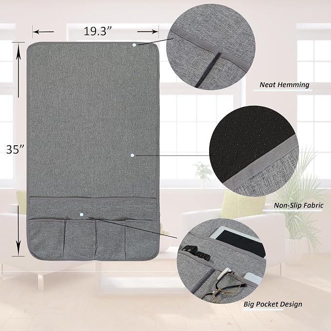 Faux Linen Armchair Caddy for Couch Remote Control Holder Non-slip Sofa Armset - Image 6
