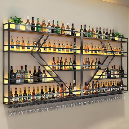 63in Large Wall Mounted Wine Rack 4 Tier Metal Wine Bottle Holder Modern - Image 4