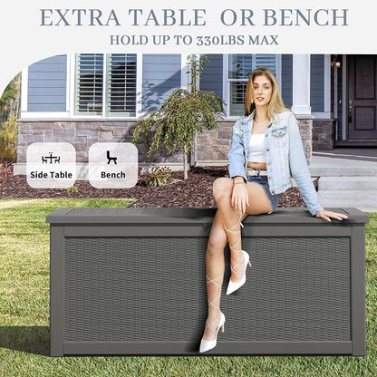 NUNU LAB 300 Gallon Outdoor Storage Box, Resin Large Sturdy Deck Box, Backyard - Image 2