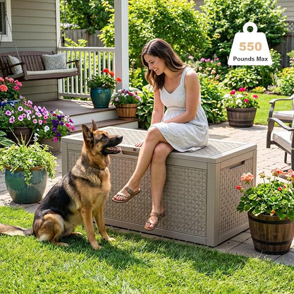 EasyUp 110 Gallon Deck Boxes Outdoor Waterproof, Resin Outside Storage Box - Image 4