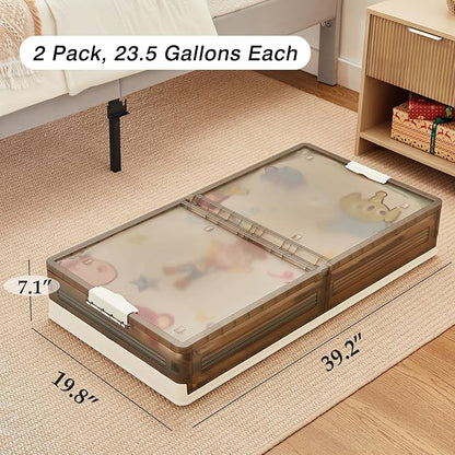 VECELO Under Bed Storage with Wheels, 2 Pack Stackable Under Bed Storage - Image 7