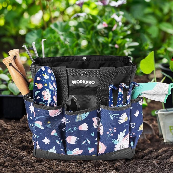 WORKPRO Garden Tool Bag, 9-Pocket Heavy Duty Oxford Tote Bag, Gardening Tool - Image 3
