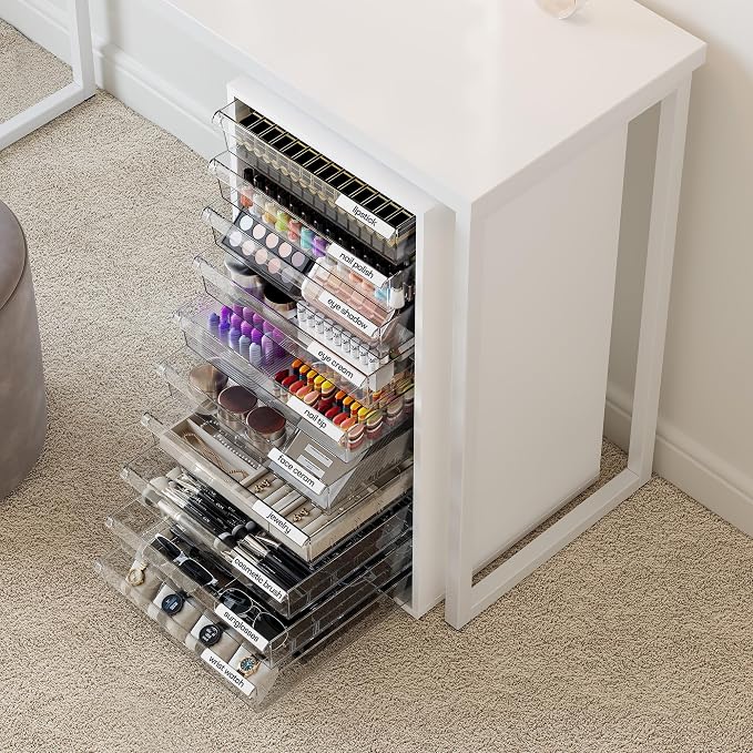 WOPITUES Storage Drawer Cart, Mobile Storage Cabinet, Makeup Storage - Image 9