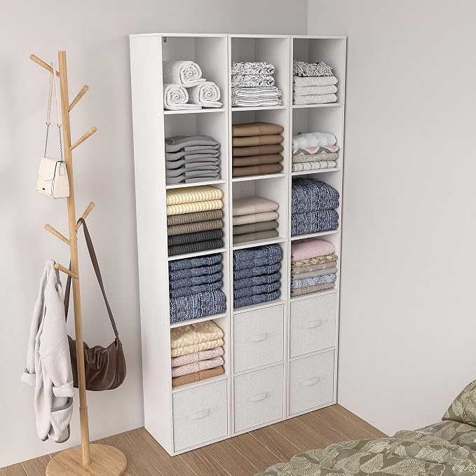 White Cube Shelf, 6 Cube Storage Organizer, 6-Tier Freestanding Low Bookshelf - Image 9