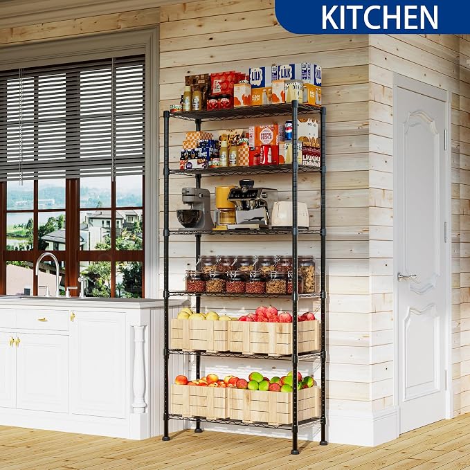 REGILLER 6-Wire Shelving Metal Storage Rack Adjustable Shelves, Standing - Image 4