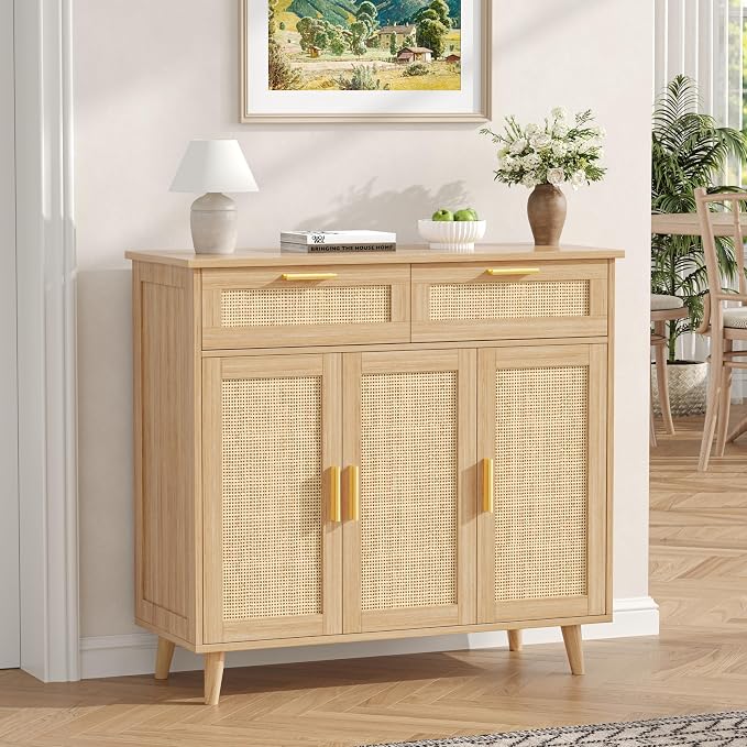 Akxomel Rattan Sideboard Buffet Cabinet by Akxomel