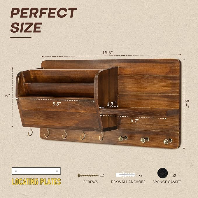 Rebee Vision Pine Wood Key Holder Wall Mount - Image 2