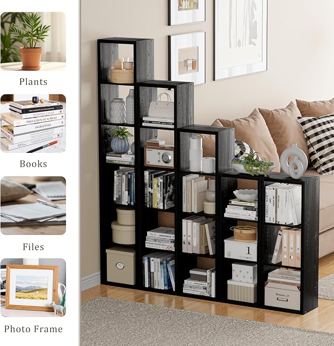 Cube Storage Organizer Bookcase, 3 Tier Decorative 11 inch Open Back Cubical - Image 7