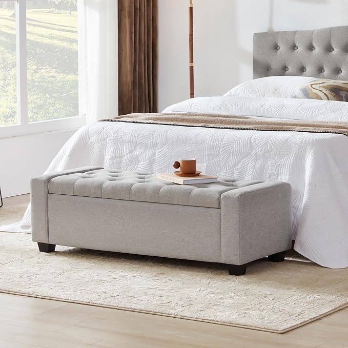 Huatean Home 48" Ottoman with Storage, Storage Ottoman Bench with Safety Hinge - Image 8