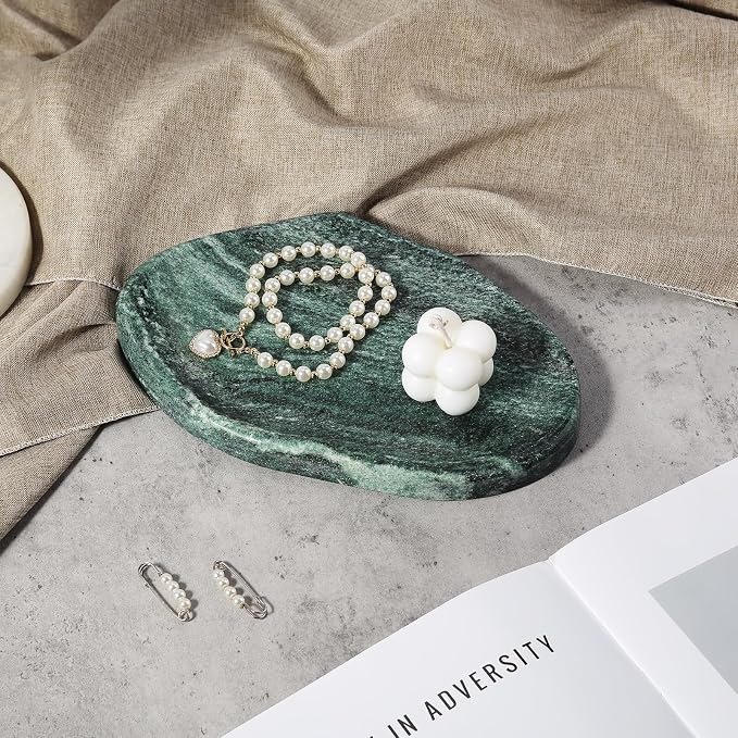 Koville Green Marble Cloud Shape Vanity Tray, Serving Stone Key Tray - Image 7