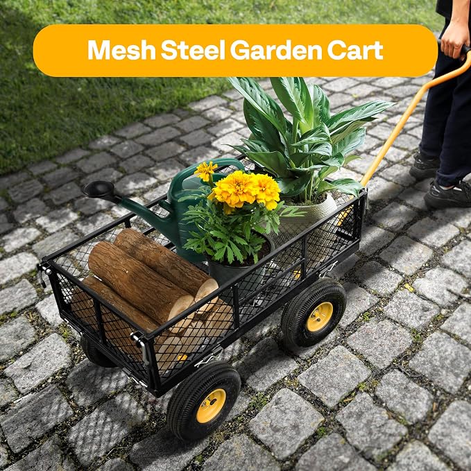 VIVOHOME Heavy Duty 880 Lbs Capacity Mesh Steel Garden Cart Folding Utility - Image 7