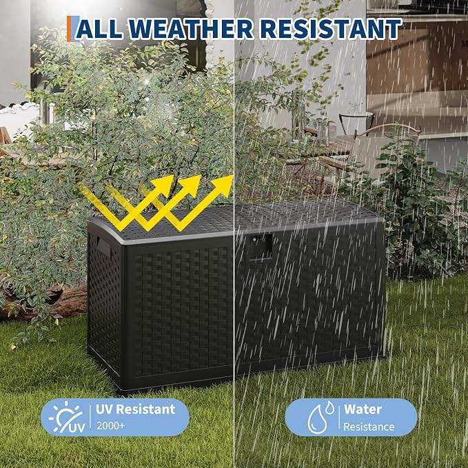 IDEALHOUSE 73 Gallon Resin Deck Box, Waterproof Outdoor Storage Box - Image 3