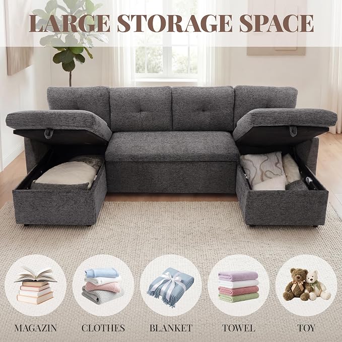 Huatean Home 100" Oversized Sleeper Sofa Couch, 2 in 1 Pullout Couch Bed - Image 5