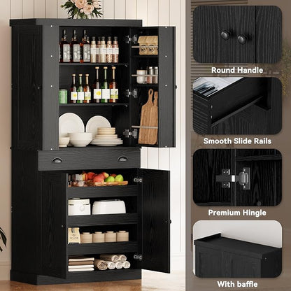 IRONCK Kitchen Pantry Cabinet 72" Height, Freestanding Cupboard - Image 8