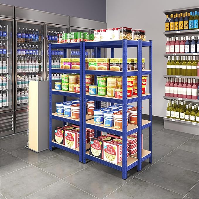 Yaheetech 5-Tier Heavy Duty Storage Shelves 35.5" W x 12" D x 71" H Blue | - Image 8