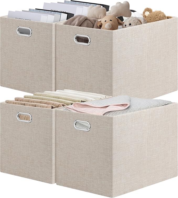 Posprica 15.12"x12.13"x12.01" Storage Cube Bins, Linen Decorative Closet by Posprica
