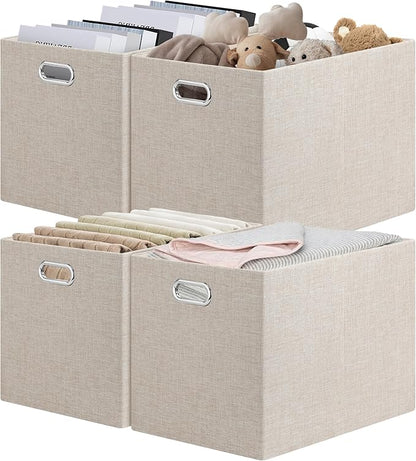 Posprica 15.12"x12.13"x12.01" Storage Cube Bins, Linen Decorative Closet by Posprica