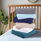 BELIZZI HOME 100% Cotton Bed Blanket, Breathable Bed Blanket King Size, Cotton Thermal Blankets King, Perfect for Layering Any Bed for All Season, White