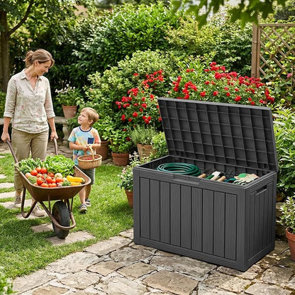 DRATO 50 Gallon Outdoor Storage Box Waterproof, Lockable Resin Deck Box - Image 7