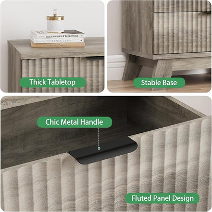Fluted Nightstand, 31.5" Wide Side Table - Image 4