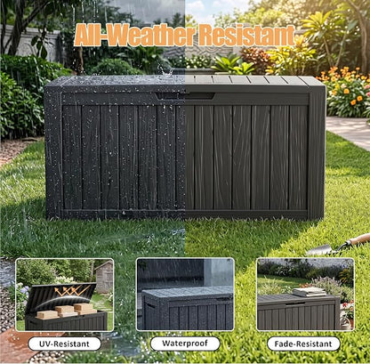 Outdoor Storage Box, 100 Gallon Resin Deck Box, Lockable Indoor Outdoor - Image 3