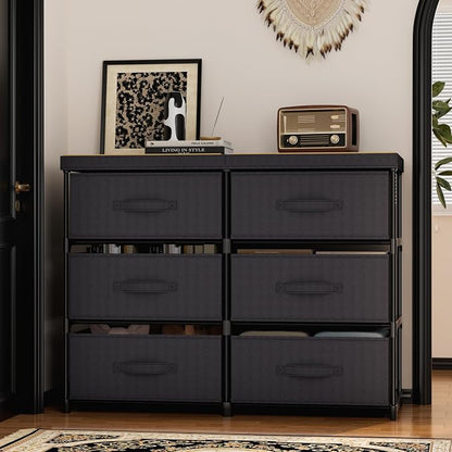 GcdPai Dresser with 6 Fabric Drawer Stand Desktop Sturdy Metal Plastic Support - Image 5