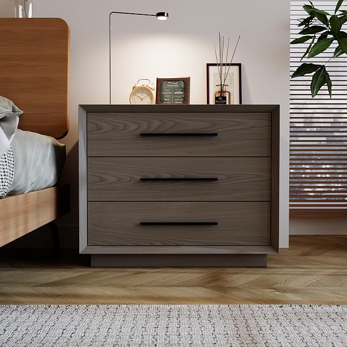 Bedside Table with 3 Drawers, Modern Side Table, Small Nightstand, Wooden Bed by FUNISIRFurniture