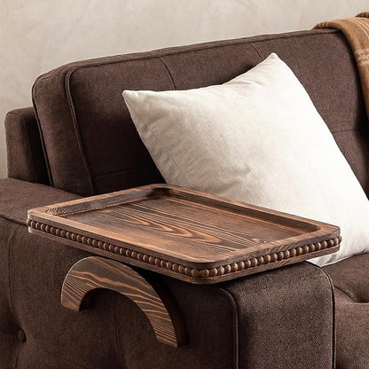 Pine Wood Couch Tray with Beaded Edge by EOSAHR