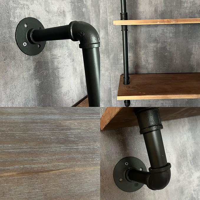 HDDFER Floating Shelves Wall Bookshelf Industrial Pipe Shelving Shelves Real - Image 5