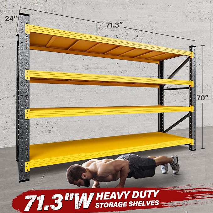 71.3" Wide Heavy Duty Garage Shelving Units, 5000LBS Deep Storage Shelves - Image 2