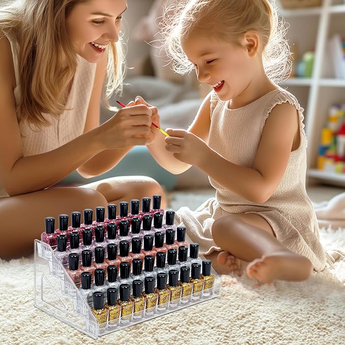 5-Tier Clear Acrylic Nail Polish Storage, Holds 40-80 Bottles, Sunglasses - Image 6