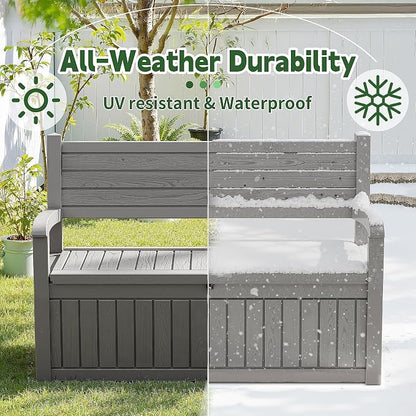 80 Gallon Outdoor Storage Bench Spacious Storage Box Waterproof Resin Deck Box - Image 6