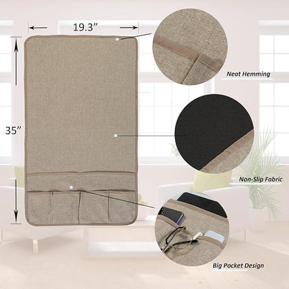 Faux Linen Armchair Caddy for Couch Remote Control Holder Non-slip Sofa Armset - Image 4