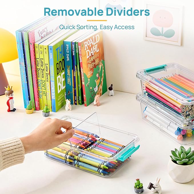 Vtopmart 12 Pack 1.5Qt Clear Pencil Box, Plastic Pencil Holder - Image 3