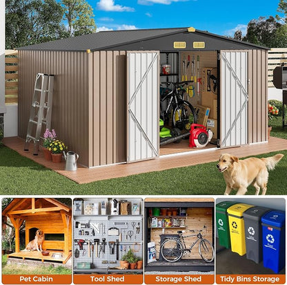 IRONCK 10x12FT Outdoor Storage Shed, Metal Garden Tool Shed - Image 3